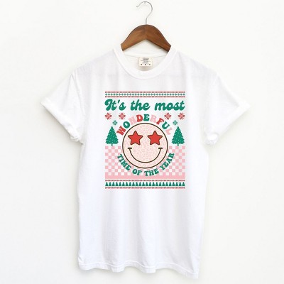 Simply Sage Market Women's Most Wonderful Time Smiley Short Sleeve Garment Dyed Tee