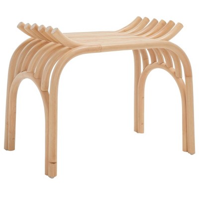 Natural Curved Rattan Stool with Organic Minimalist Design
