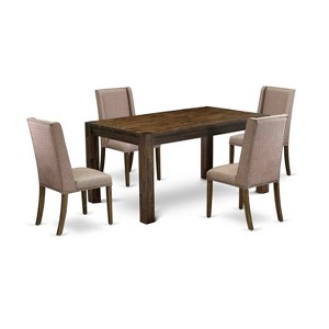 5-Piece Natural Brown Finish Solid Wood Top Rectangular Dining Room Set (Seats-4) - 1 of 4