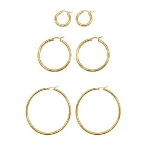 Adornia Tarnish Resistant 14k Gold Plated Hoop Earring Set - image 1 of 4