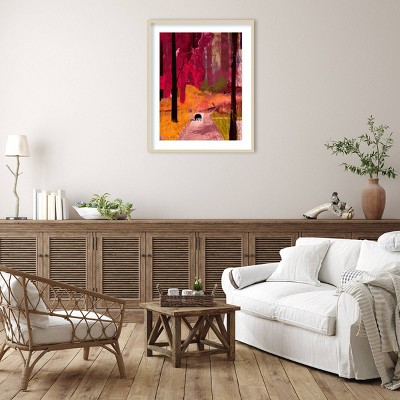 33" x 41" Black Dog in Vibrant Forest Hardwood Framed Wall Art