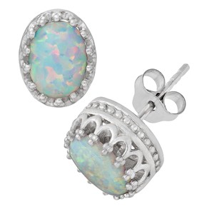 Designs By Gioelli Sterling Silver Gemstone Stud Earrings, Genuine, Lab Created - 1 of 2
