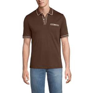 Lands' End Men's Short Sleeve Tipped Welt Pocket Supima Polo - 1 of 3