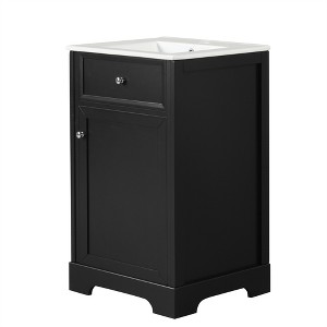 COWLOWN White 20-in Bathroom Vanity with Sink, Soft Closing Door, Storage Rack & Adjustable Shelf, Modern Bathroom Cabinet with Ceramic Basin - 1 of 4
