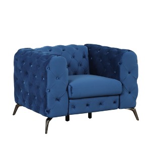 NicBex Velvet Accent Chair,Upholstered Living Room Chair with Button Tufted Backrest and Metal Legs,Push Back Recliner Chair for Living Room - 1 of 4