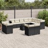 vidaXL 13 Piece Patio Sofa Set with Cushions Black and Cream Poly Rattan - With Table - 2 of 4
