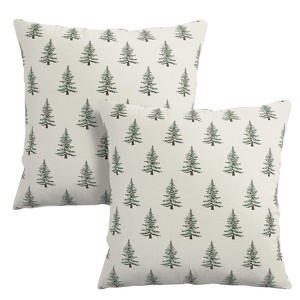 Christmas Tree Throw Pillow Covers Green White Xmas Pillow Cases 18x18 Inch Set of 2 - 1 of 4
