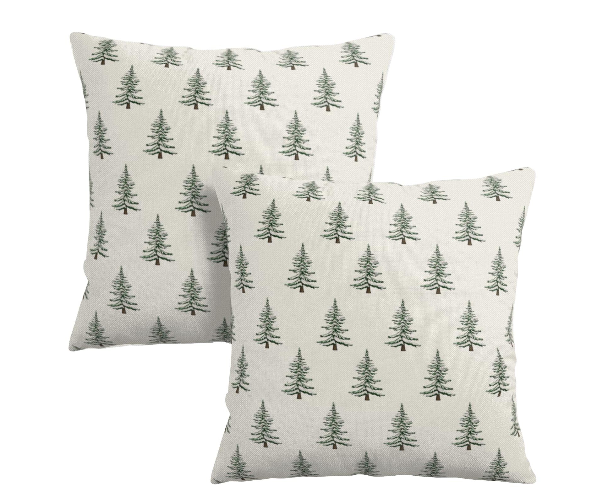 Christmas Tree Throw Pillow Covers Green White Xmas Pillow Cases 18x18 Inch Set of 2