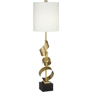 Possini Euro Design Modern Buffet Table Lamp 32" Tall Sculptural Gold Metal Scroll White Drum Shade for Bedroom Living Room Bedside Nightstand Office - 1 of 4