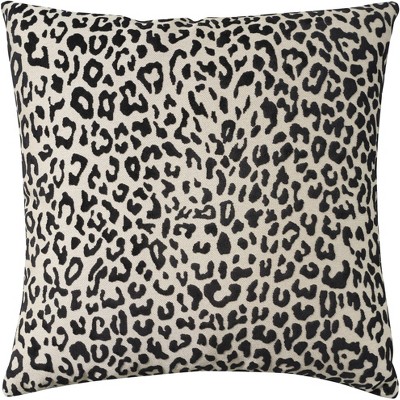 Mina Victory Sofia Jaquard Leopard Velvet 18" x 18" Black Indoor Throw Pillow