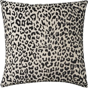 Mina Victory Sofia Jaquard Leopard Velvet 18" x 18" Black Indoor Throw Pillow - 1 of 4