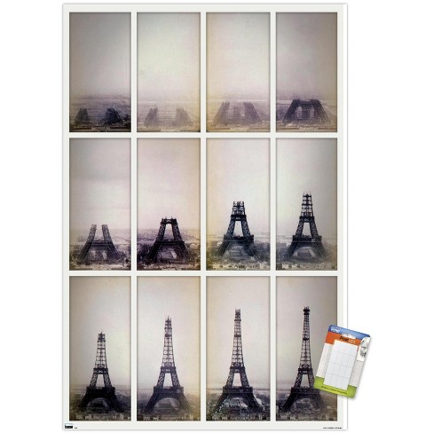 Trends International Eiffel Tower Construction Time Lapse Unframed Wall ...