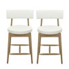 Mid-Century Modern Counter Stools Set of 2, Upholstered Seats with Rubber Wood Frame and I-Shaped Footrest - 3 of 4