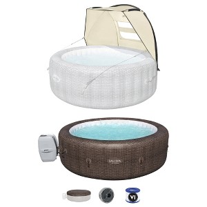 Bestway SaluSpa Sun Shade Canopy Bundled with St. Mortiz SaluSpa Inflatable Outdoor Hot Tub with 180 Soothing AirJets and Insulated Cover - 1 of 4