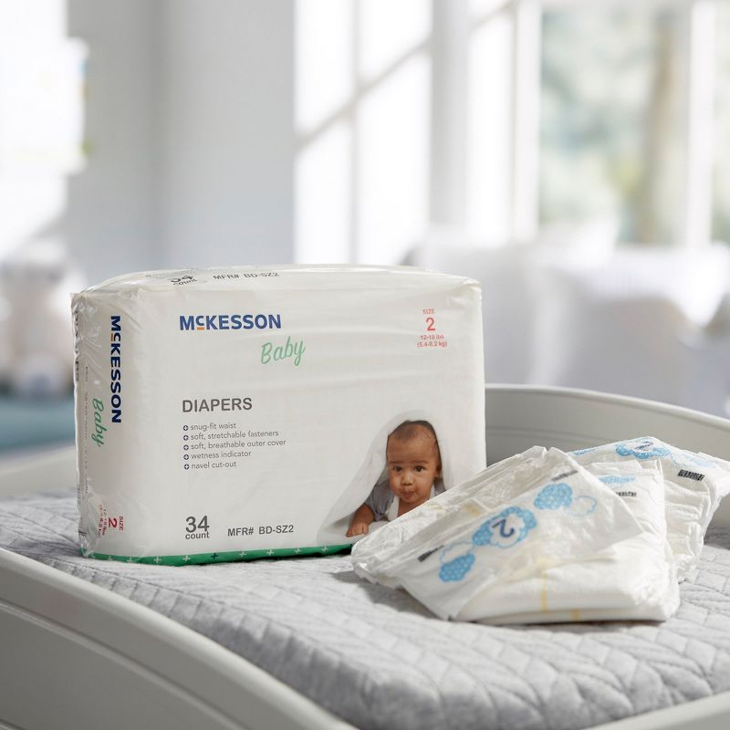 McKesson Baby Diapers, Disposable, Moderate Absorbency, Size 2, 4 of 5