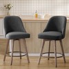 Bekrvio 26" Counter Height Swivel Bar Stools Set of 1/2/3/4–Mid-Century Barstools with Backs, Linen Upholstered & Wood Legs, for Kitchen Island - 4 of 4