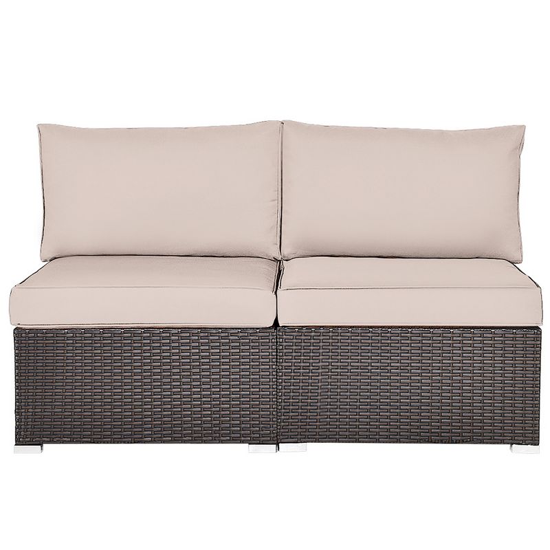 Costway 2PCS Patio Rattan Armless Sofa Sectional Conversation Furniture Set  W/Cushion, 5 of 11
