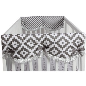 Bacati - Love Gray/Silver set of 2 Small Side Crib Rail Guard Covers - 1 of 4