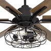 72" Casa Vieja Industrial Indoor Ceiling Fan with LED 3-Light Remote Control Matte Black Oak Wood Cage Living Room Kitchen House - 3 of 4
