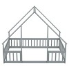 Okak Twin/Full Size House-Style Bed Frame with Fence Guardrails,Modern Floor Bed for Toddlers/Kids Bedroom - 2 of 4