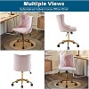 VINGLI Light Pink Velvet Armless Home Office Desk Chair with Gold Base/Wheels,Cute Vanity/Makeup Chair,Adjustable Swivel Nail Chair - 3 of 4