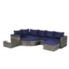 8-Piece Outdoor Patio Rattan Modular Sectional Sofa Set with Tempered Glass Coffee Table - 3 of 4
