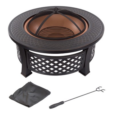 Nature Spring Wood-Burning Round Steel Patio Ring Fire Pit - 32",