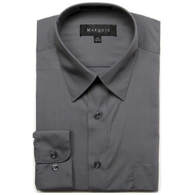 Marquis Men's Charcoal Gray Long Sleeve Regular Fit Point Collar Dress Shirt  17 / 36-37 : Target