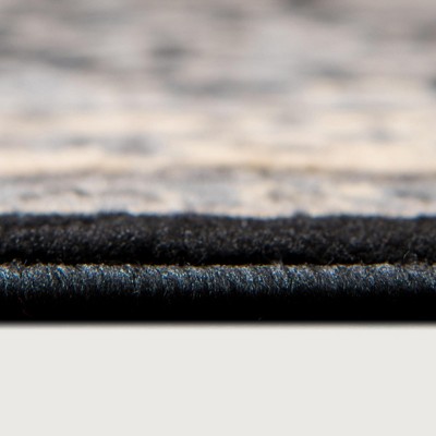 Elegant Black Square Synthetic Easy-Care Rug