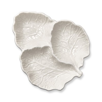 TAG White Cabbage Stoneware 3 Part Divided Dish Dishwasher Safe 12.0L x 9.65W x 2.0H inches