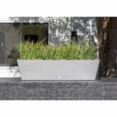 Gray 36" Recycled Plastic Outdoor Window Box Planter Set