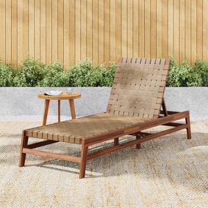 Christopher Knight Home Berywn Outdoor Acacia Wood Adjustable Chaise Lounge with Rope Seat - 1 of 4