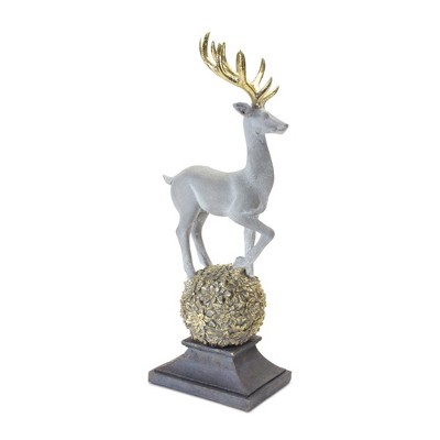 Melrose Winter Deer Figurine on Orb 14"H