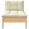 vidaXL Patio Middle Sofa with Cream Cushions Solid Pinewood - 2 of 4