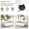 Cream Style Coffee Table with Brake Wheels Cloud Top Large Storage White 39.37x23.6 - 2 of 3