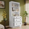 Vynxaria 83.4" Tall Bookshelf with Drawers and Open Shelves - Modern Storage Solution with Lighting - 2 of 4