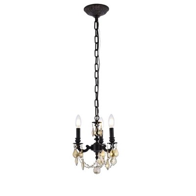 Elegant Lighting Lillie 3 light Dark Bronze Pendant Clear Royal Cut Crystal