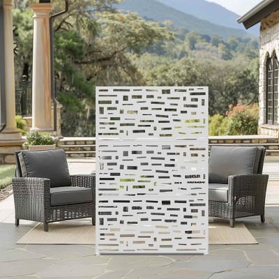 Lirago Metal Outdoor Privacy Screen Freestanding Patio Decorative Screens 72"x47" White