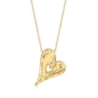 Ross-Simons 18kt Gold Over Sterling Asymmetrical Heart Necklace Size 18