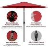 Gulches Simple Deluxe 9ft Outdoor Market Table Patio Umbrella with Button Tilt, Crank and 8 Sturdy Ribs for Garden, Red - 4 of 4