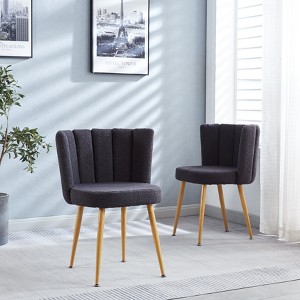 Racxily Modern,Dining Chair (Set of 2)-Short Fur Cover,Comfortable Backrest,Thick Iron Wood Legs|Spacious Seat |for Dining Room/Living Room/Cafe. - 1 of 4