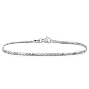 EVERLY JEWELRY | Sterling Silver 2mm Herringbone Chain Anklet, 9 inch - 1 of 4