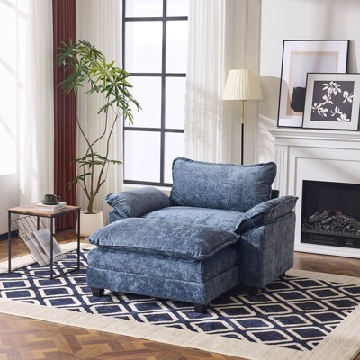 Karl Home 51.2 in. W Pillow Top Arm Chenille Accent Chair with Ottoman