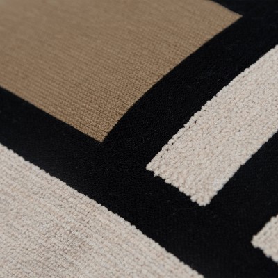 20"x20" Dark Green and Beige Cotton Color Block Square Throw Pillow