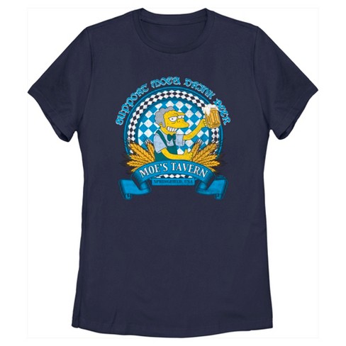 Women's The Simpsons Support Moe's, Drink Beer T-shirt - Navy Blue ...