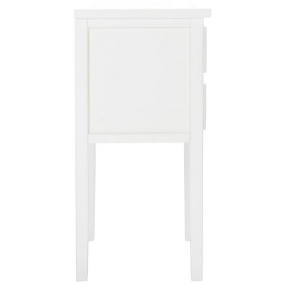 Transitional White Poplar Wood Nightstand with Metal Pulls and Storage