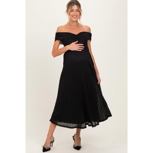 off the shoulder maternity midi dress Black Off Shoulder Ruched Long Sleeve Maternity Midi Dress  PinkBlush