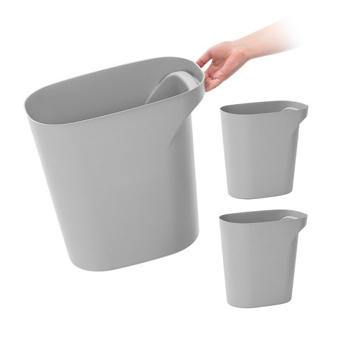 Iris 6 Gallon Plastic Trash-can For Bathroom-kitchen-bedroom, Gray, Set ...