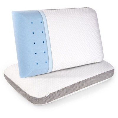 Okak Gel Memory Foam Pillow with Cooling and Breathable Cover, Ergonomic Neck Pillow, Cooling Pillow for All Position Sleeper, White