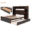 Queen Size Wooden Bed With All-in-One Cabinet Shelf and Sockets  Twin XL Trundle  White - 2 of 4